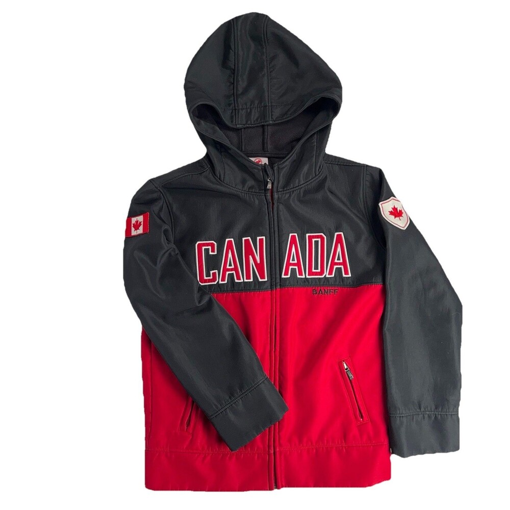 GGS Sz KIDS M Canada Banff Active Zip Hooded Jacket 4 Pockets 2 Canadian Patches